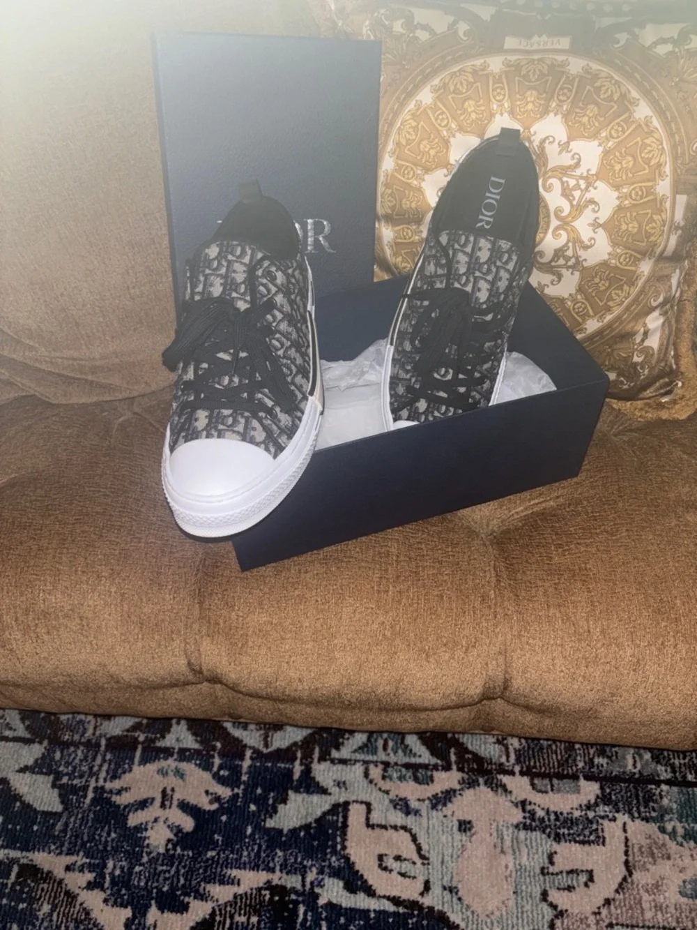 Dior Low-Top Oblique Canvas Sneakers in Black and White - Picture 4 of 7